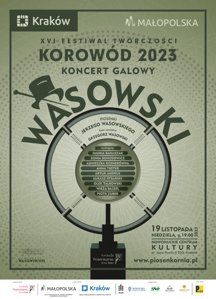 kolorowa grafika z płytą winylową informująca o organizowanym koncercie polskiej piosenki
